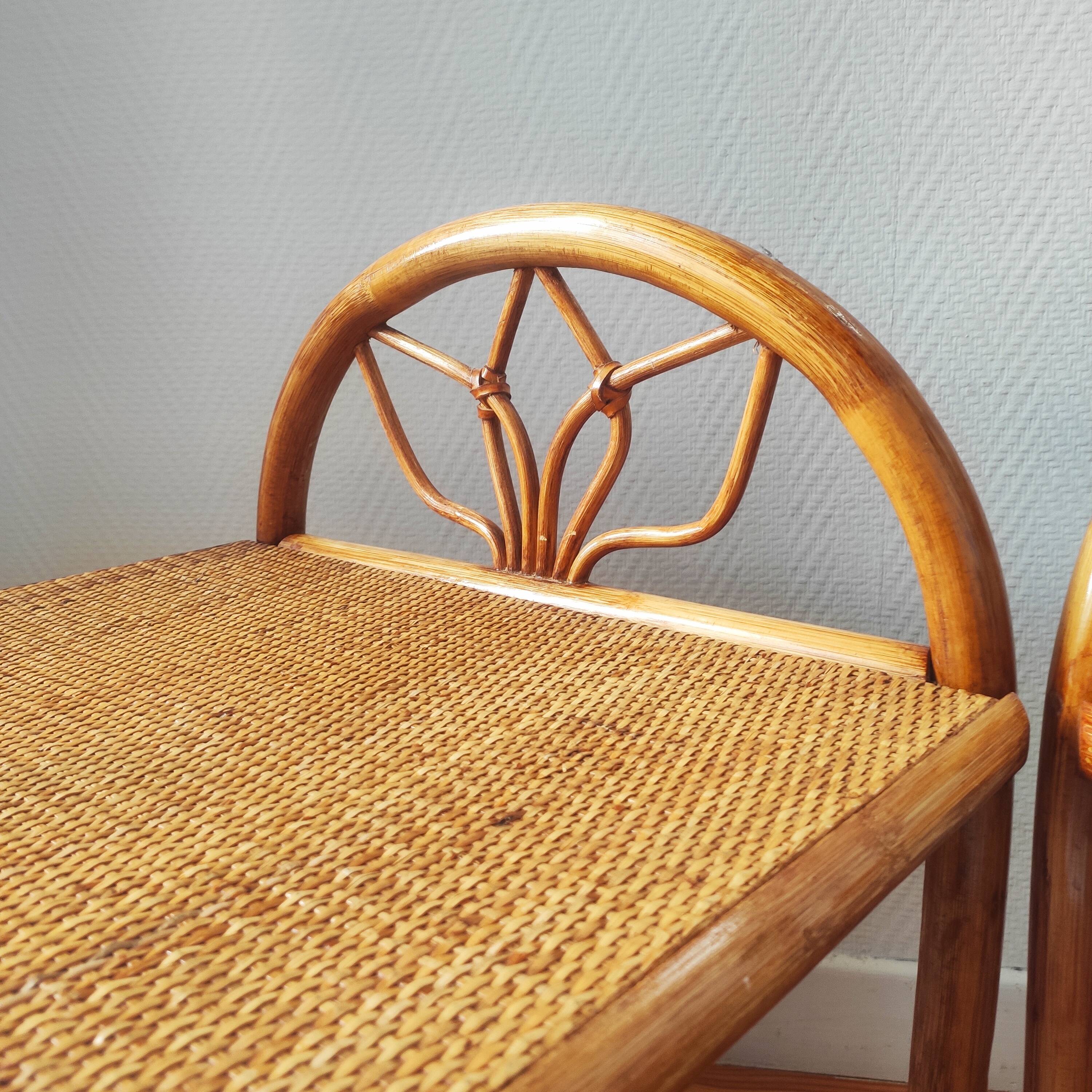 Pair of vintage rattan bedside tables - side tables