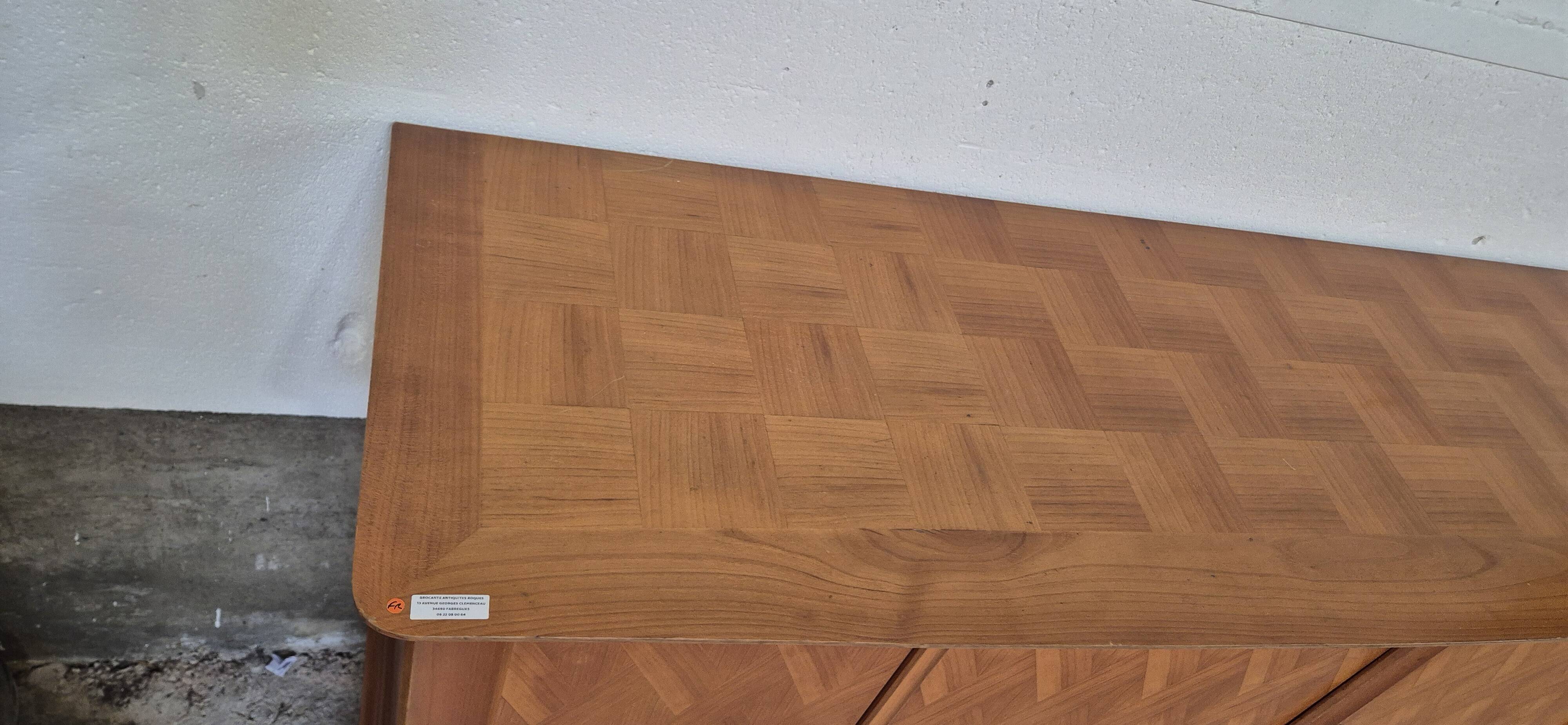 Enfilade 4 portes 1950-1960 pieds compas merisier