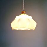 Art Deco pendant light in scalloped pink opaline, 1920-30