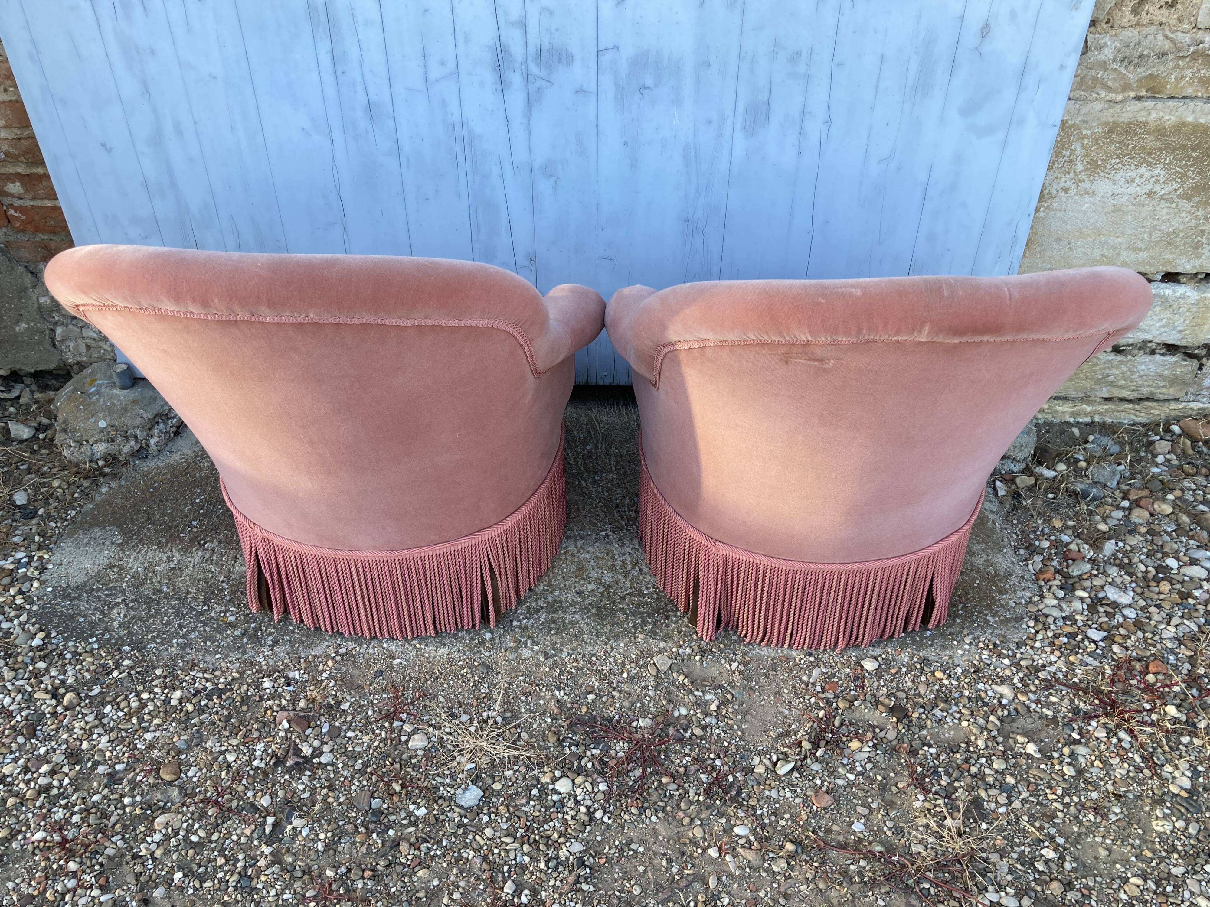 Pair of old pink toad chairs