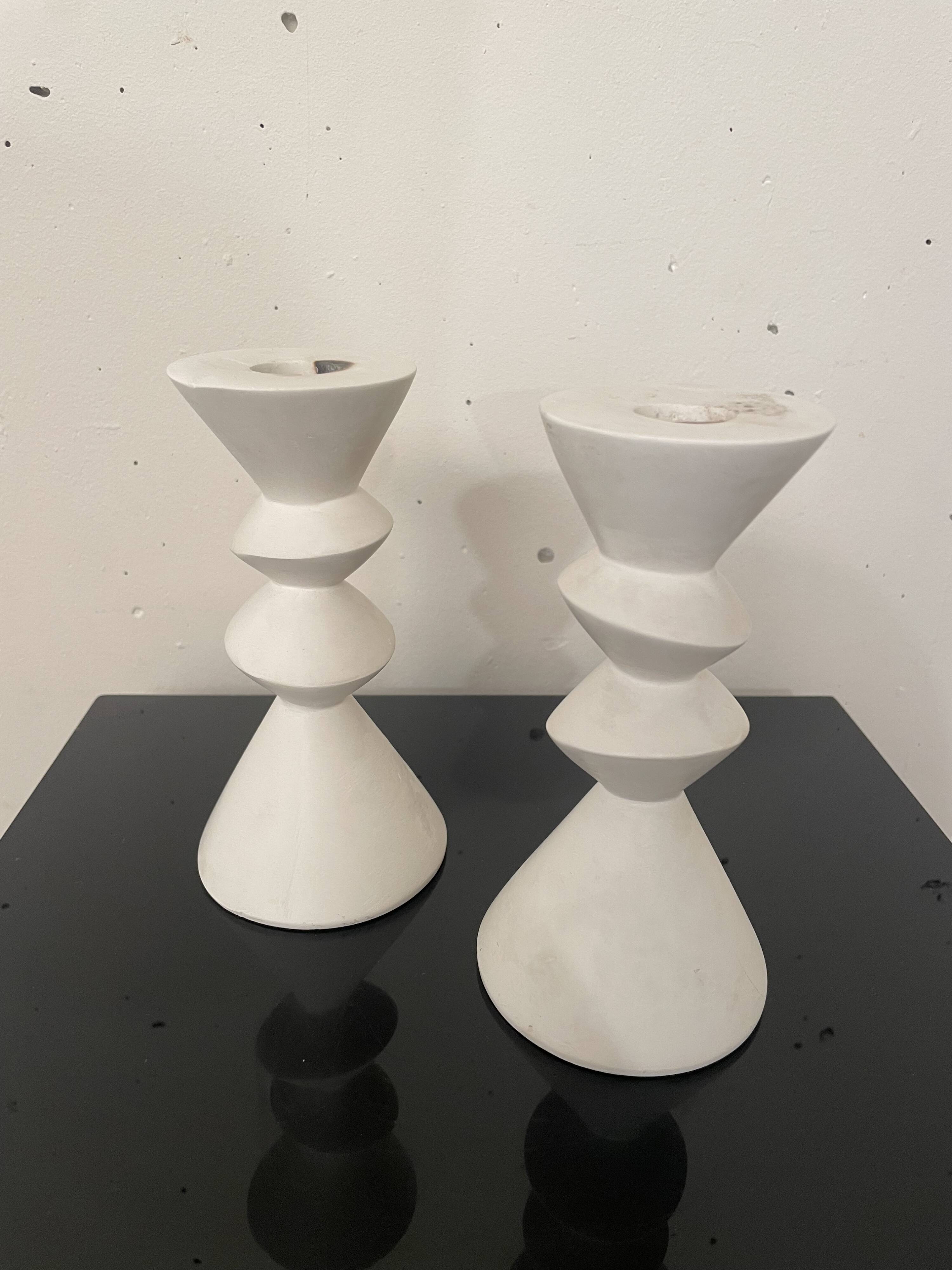 Pair of plaster candlesticks 1980