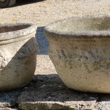 Paire de jardinières anciennes en pierre reconstituée