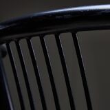 Black leather and steel dining chairs - set of 4