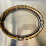 Antique Wooden gilded colored Oval  Picture Frame with glass