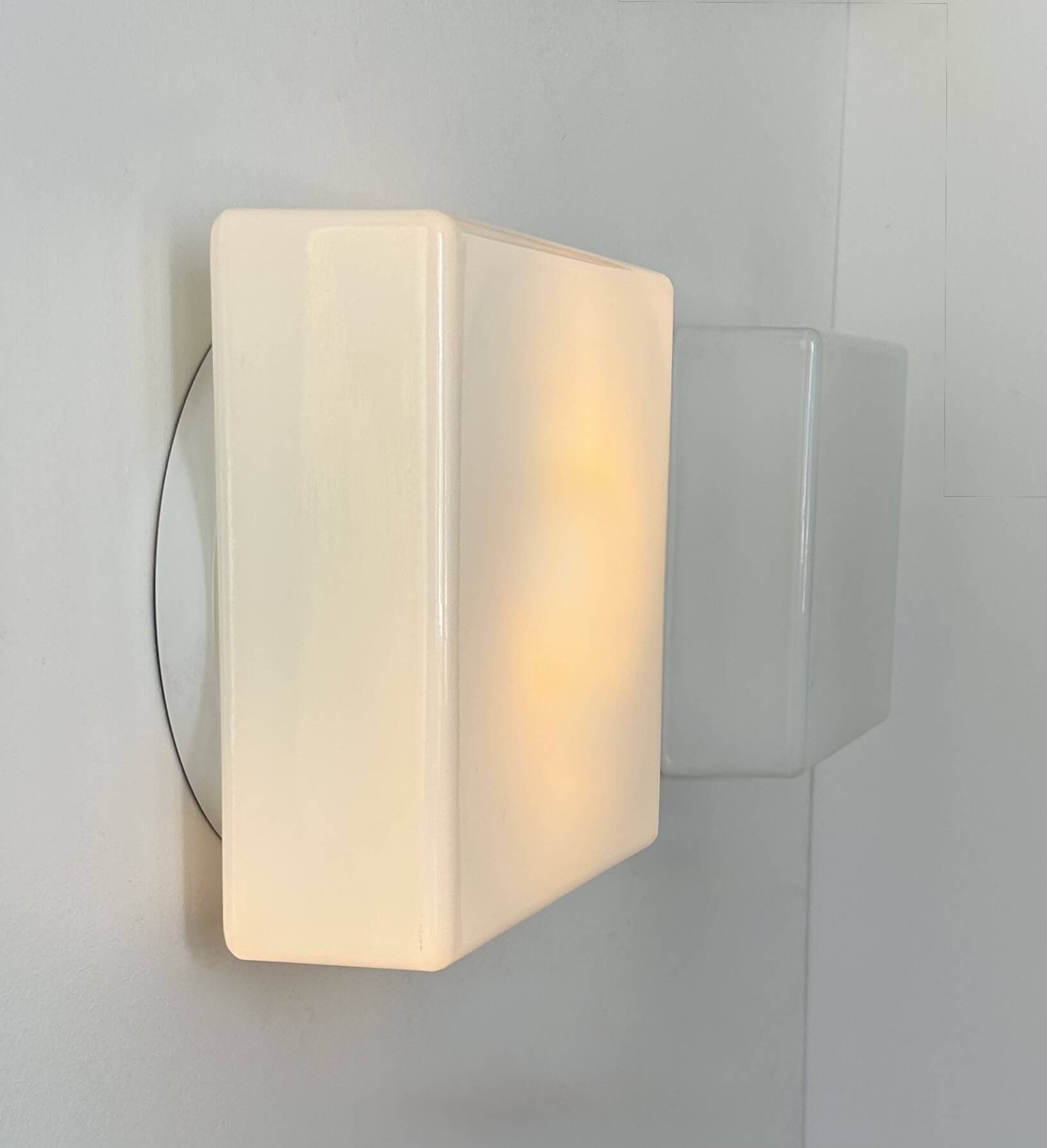 Pair of vintage Lita opaline wall lights, France 1970s