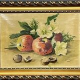 Still life with fruits and flowers.