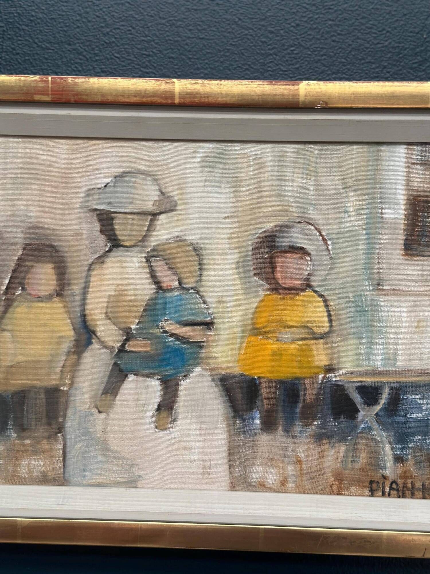Original Swedish Oil on Canvas – “Familj” by Pia Hesselmark‑Campbell