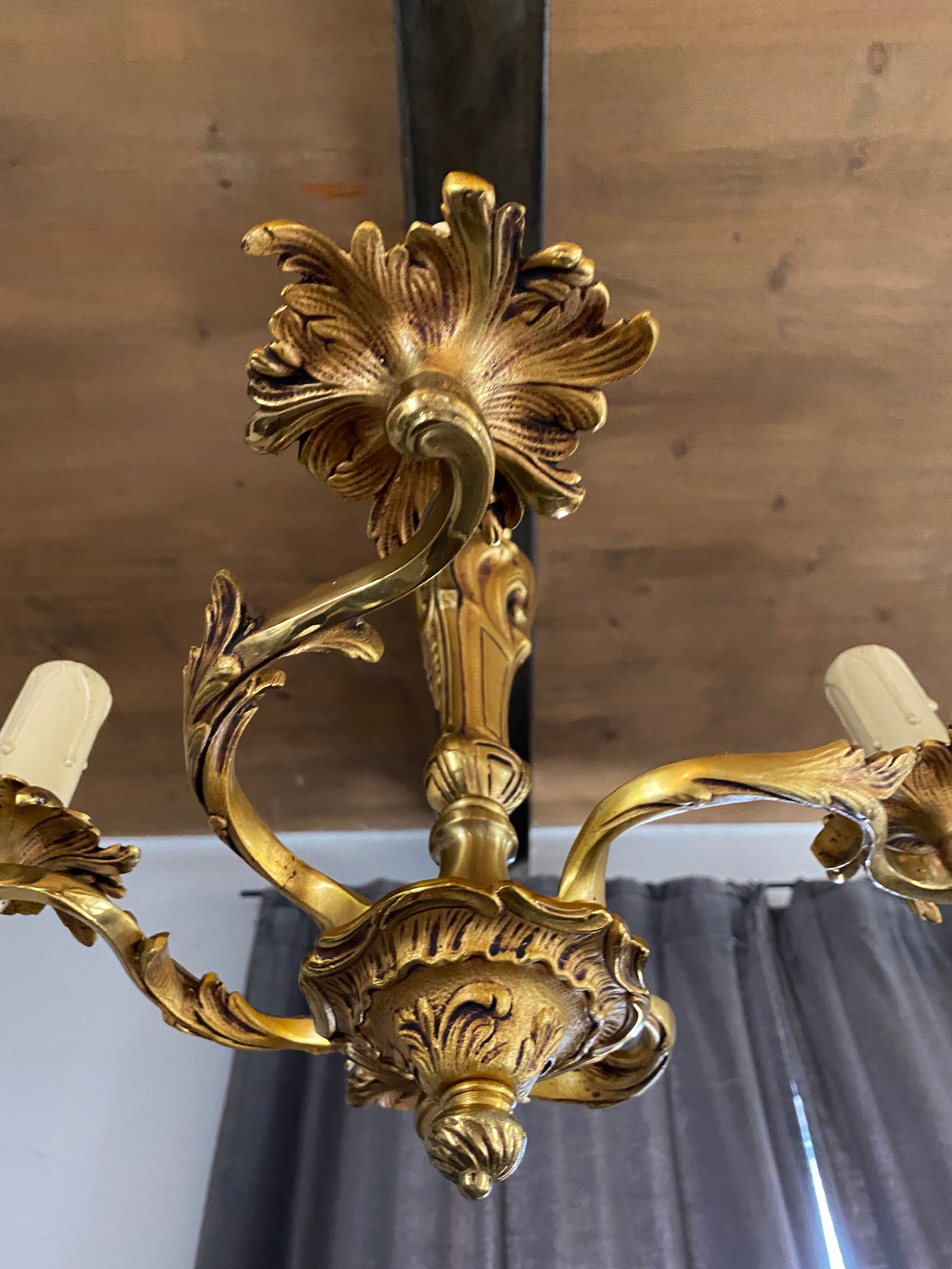 Gilded bronze chandelier Louis XV