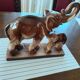 Sculpture Elephant and its Elephant Calf Charles Lemanceau / Saint-Clément