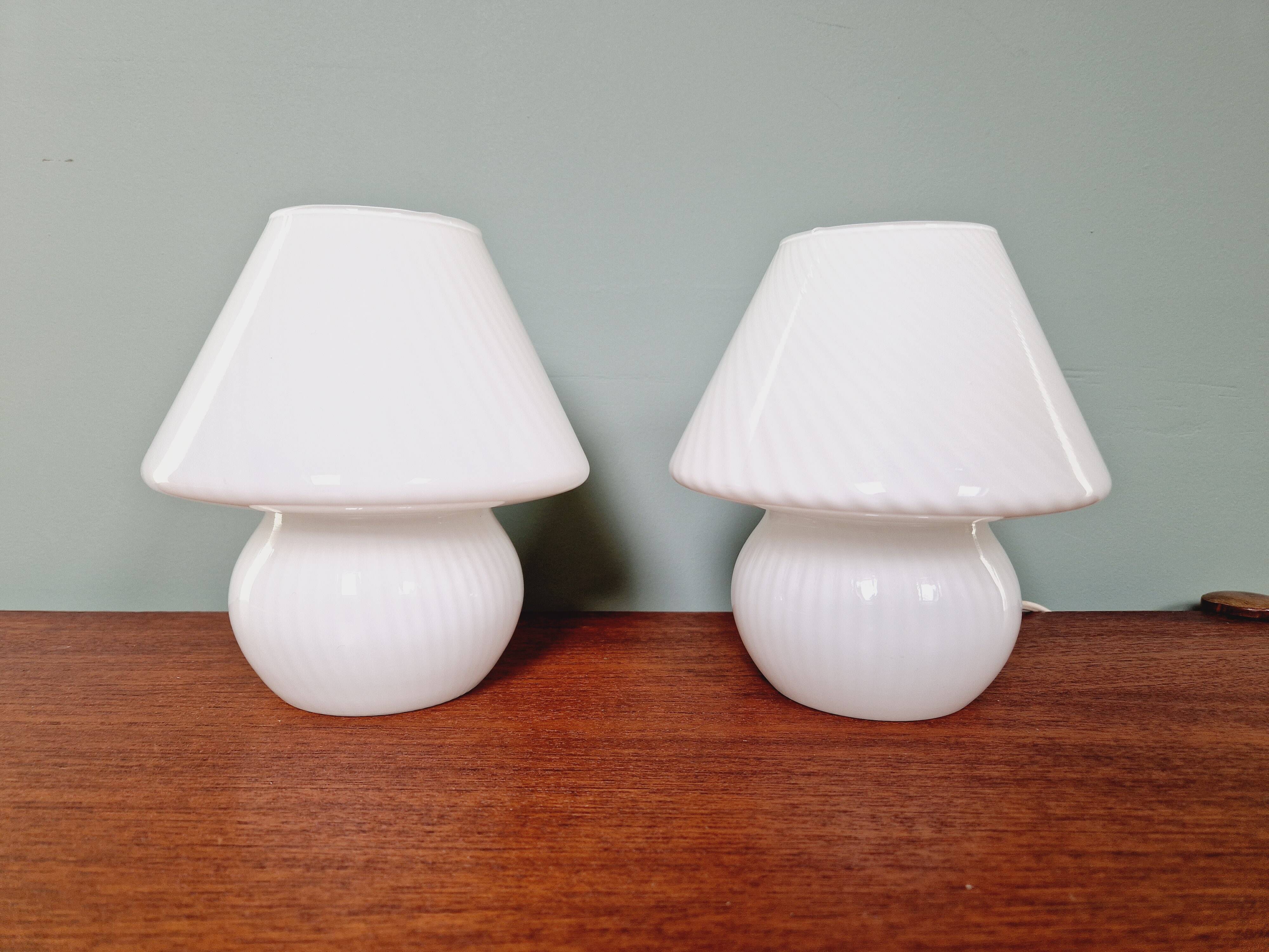 Pair of Murano glass mushroom lamps, 1970s-80s