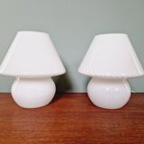 Paire de lampes champignon en verre de Murano, années 1970-80