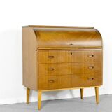 Bureau / bureau suédois en teck à plateau roulant du milieu du Secle