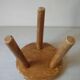 Old tripod stool with 3 wooden legs, painted floral decoration, flower bouquet