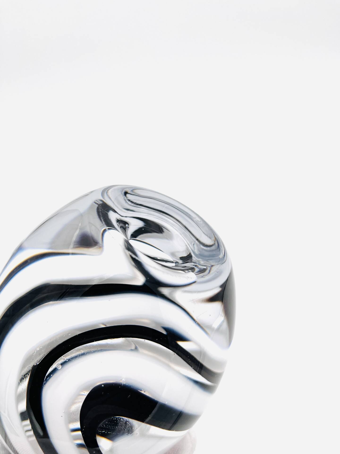 Murano Vase - Sommerso with Stripes - Black & White - 1990
