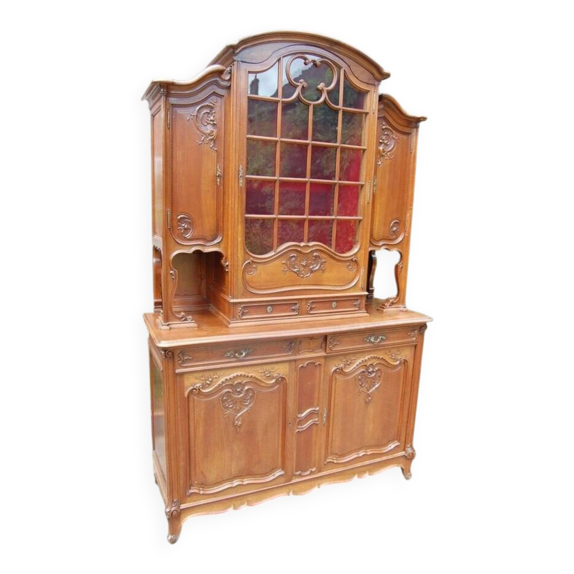 Buffet deux corps Napoléon III en noyer fin du 19e siècle