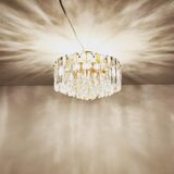 Gilded ice glass ceiling chandelier by J.T. Kalmar