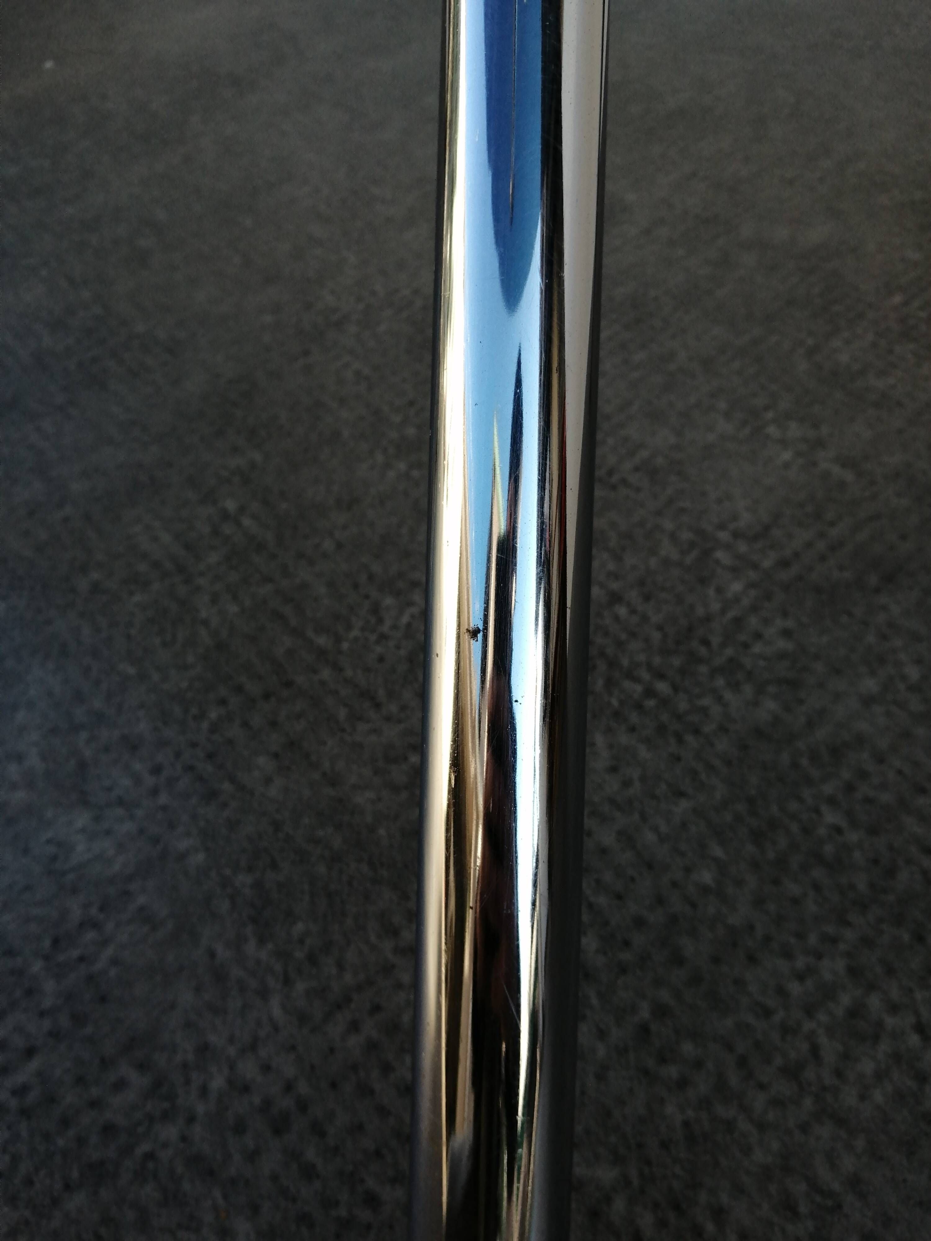 Designer smoked glass table, chrome Mikado base, vintage 1970