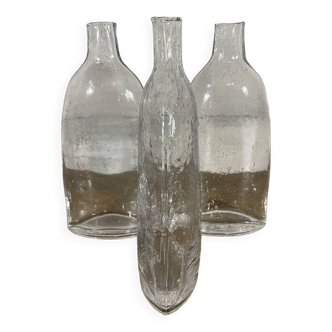 Series of 3 bubbled glass vases