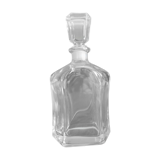 Vintage glass whiskey decanter curved hexagonal shape