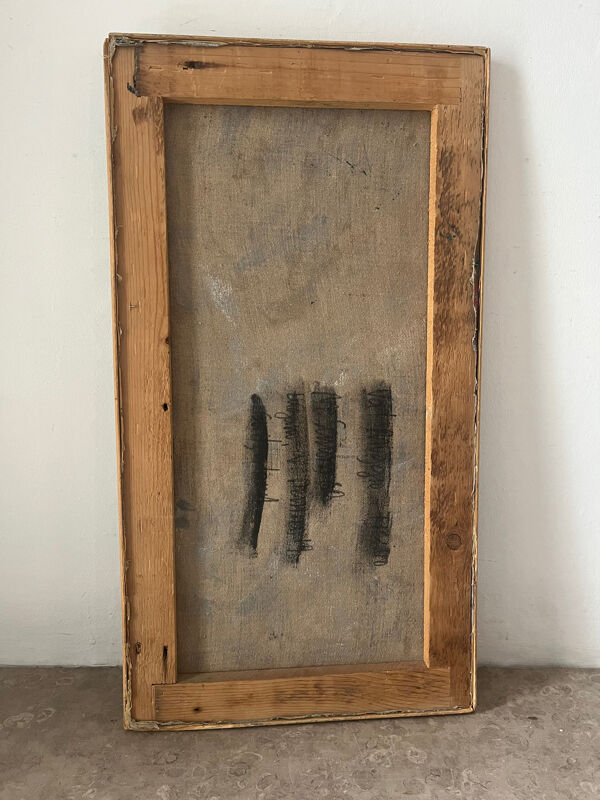 Portrait de femme, moderne abstrait, huile sur toile signé 1992