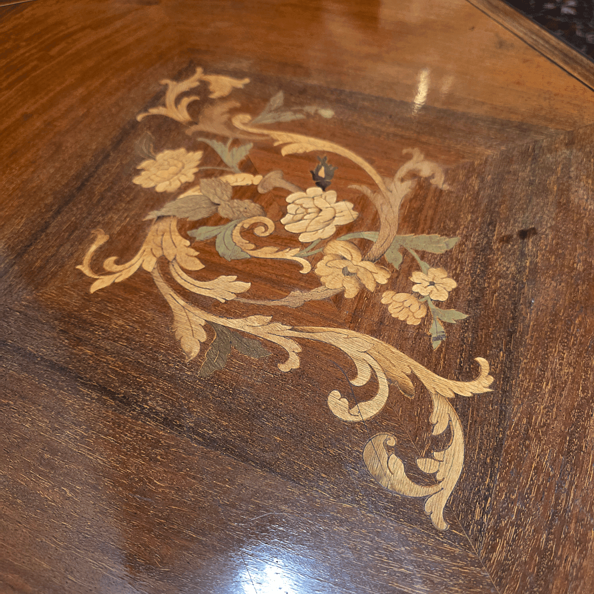 French Louis XV Style Gaming Table With Marquetry, 1960s