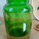 Apothecary green glass jar with gilding -vintage