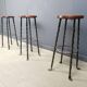 Tabourets de bar vintage en fer forgé français, années 1960 - lot de 3