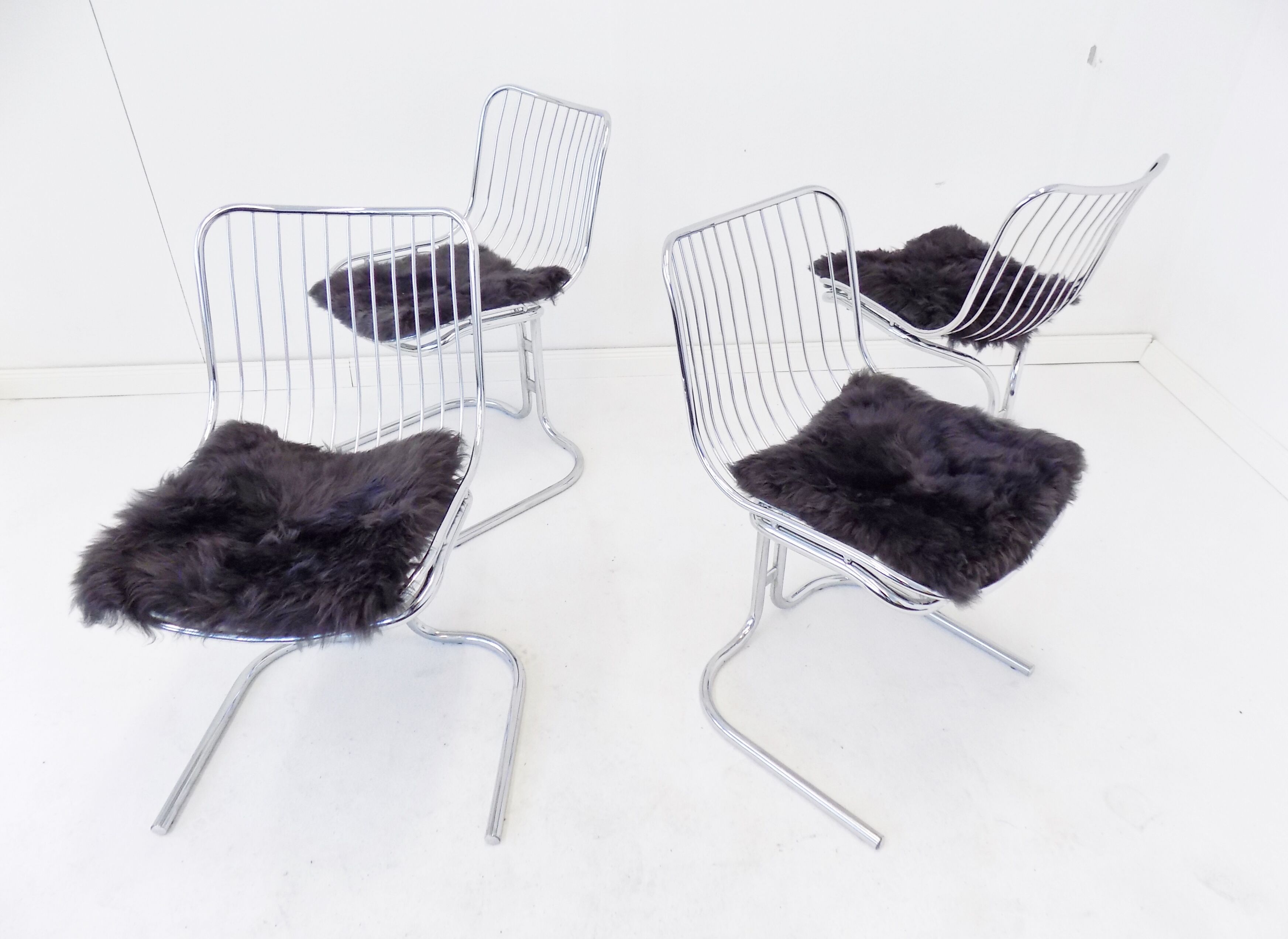 Rima set of 4 Radiofreccia chrome chairs by Gastone Rinaldi