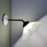 Vintage white opaline lampshade wall lamp