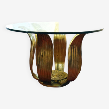 Deco floral dining table in brass and crystal