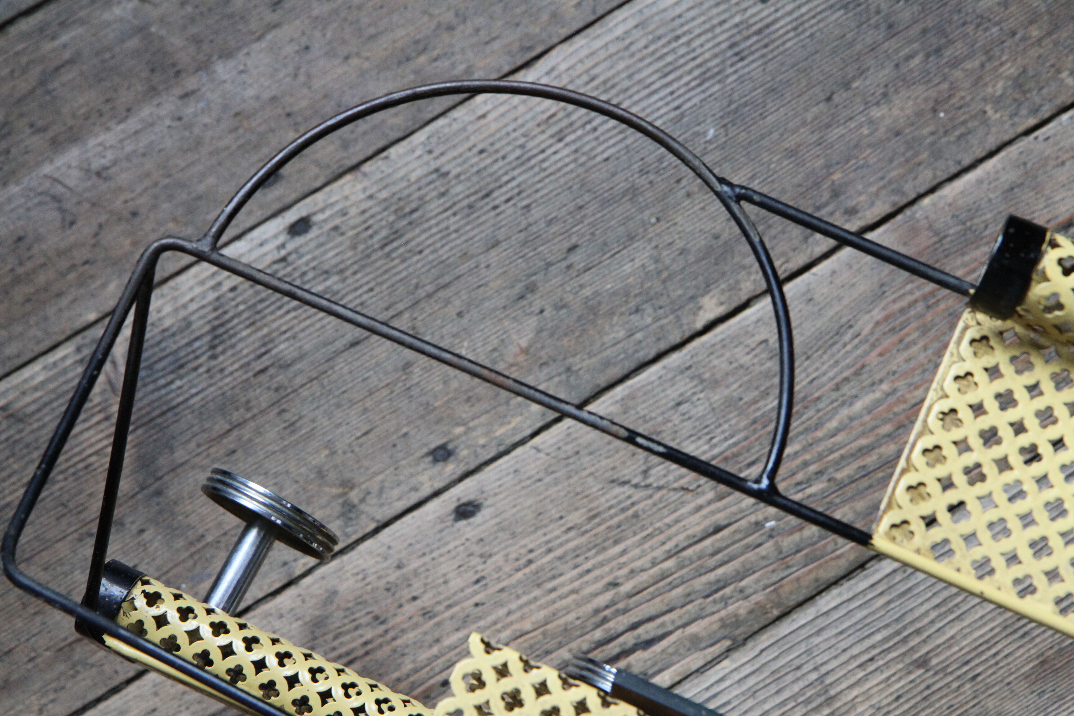 1950s perforated metal coat holder