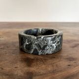Vintage black and white marble round ashtray