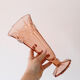 Large antique pink glass vase, molded glass, vintage French, authentic