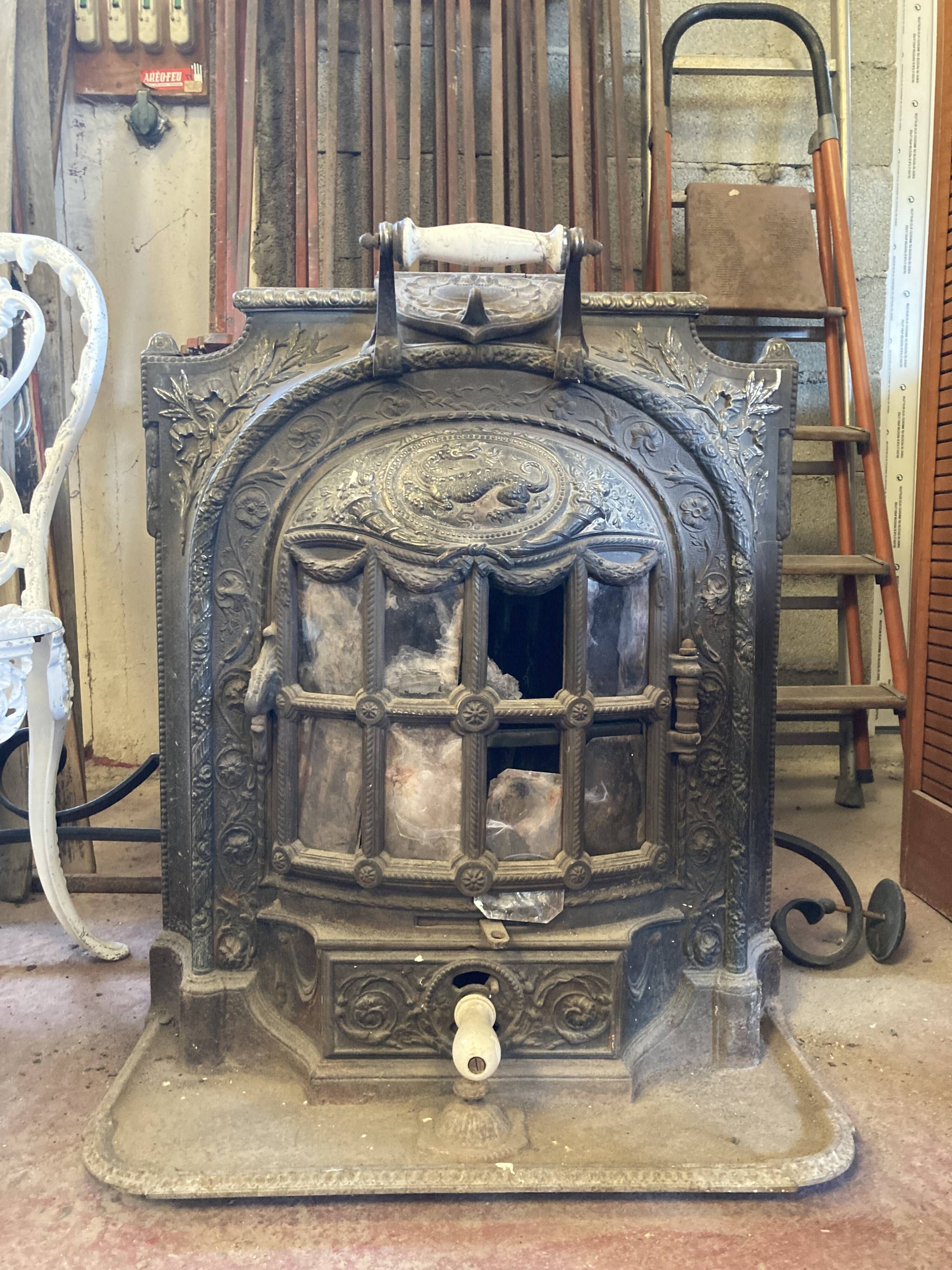 Cast iron poele emailthe brand la salamandre e l habouche model louis xvi late nineteenth