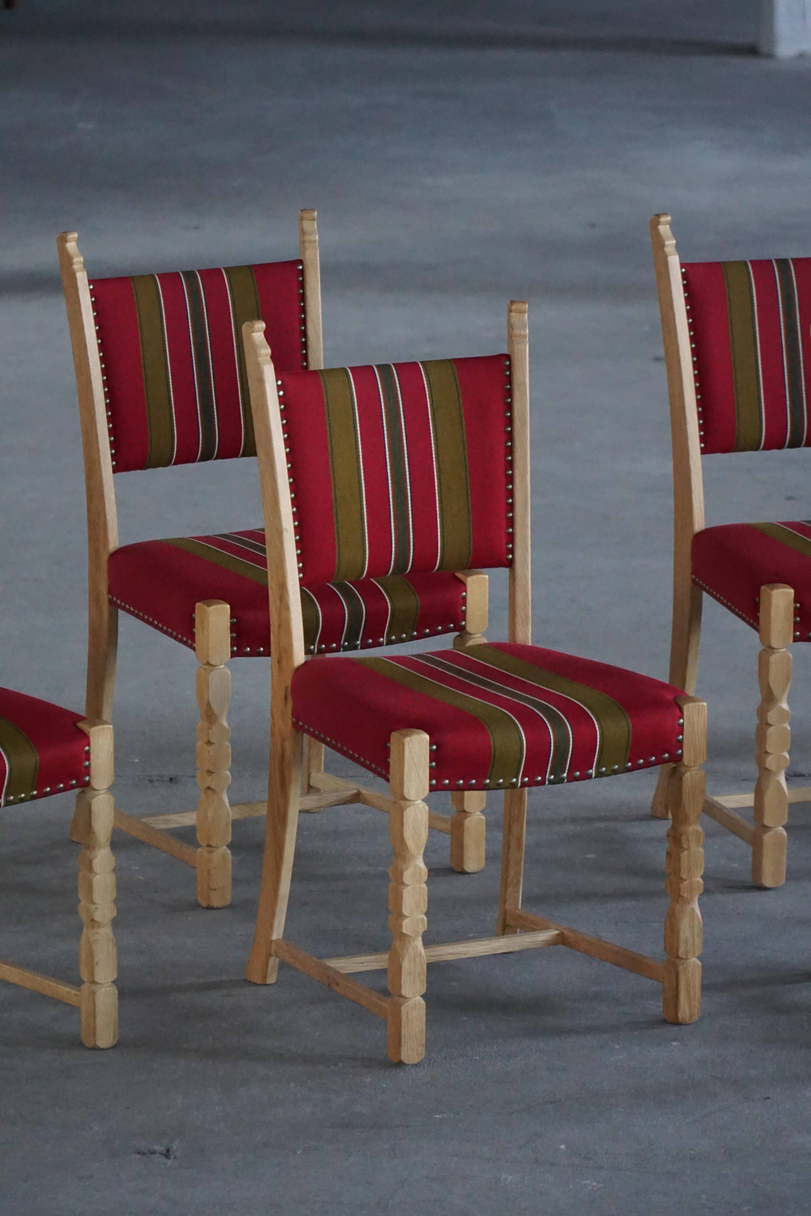 Danish Mid-Century Modern, Set of 6 Oak Dining Chairs, Henning Kjærnulf, 1960s