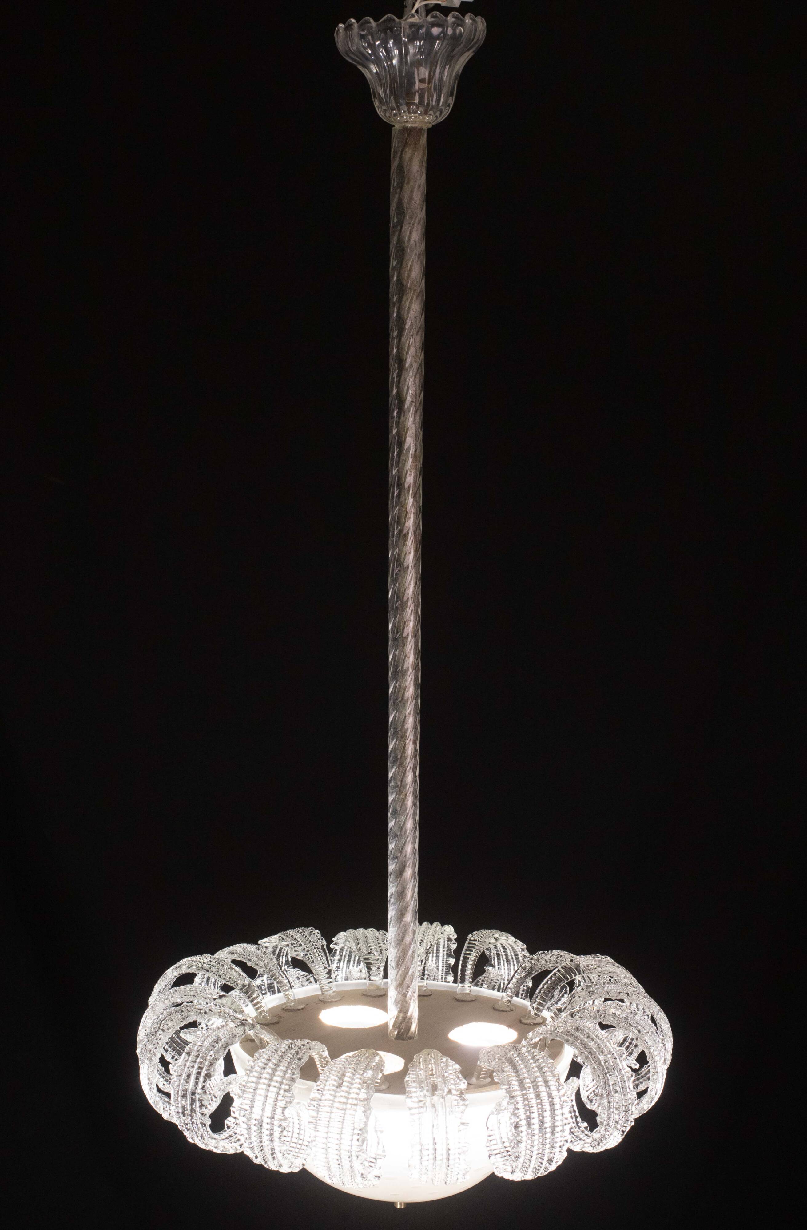 "The Queen" Italian Art Deco Chandelier by Ercole Barovier, 1940