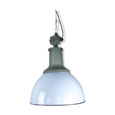 Lustre industriel en émail bleu clair vintage d'ElKo, années 1960.
