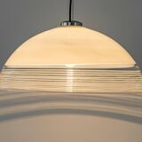 Magnificent suspended light fixture in white glass, Murano glass, Italy, 1970s.
