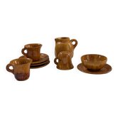 Mustard yellow glazed stoneware coffee set