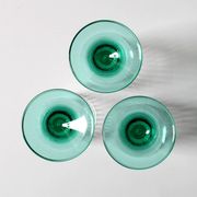 Set of 3 Vintage Green Stem Champagne Flutes: Bormioli Rocco Harmonia, 1990
