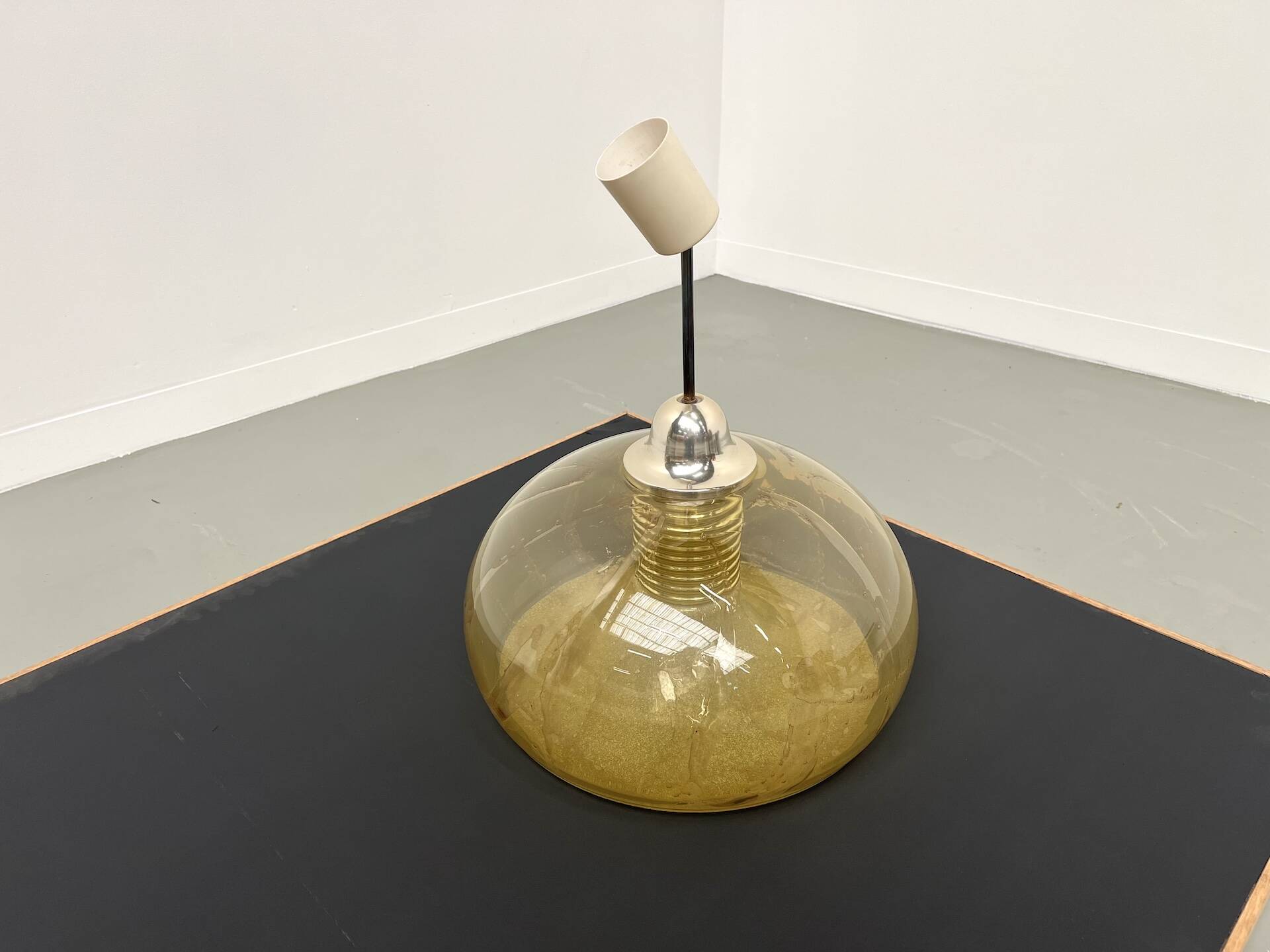 Blown glass paste pendant light, 1970s