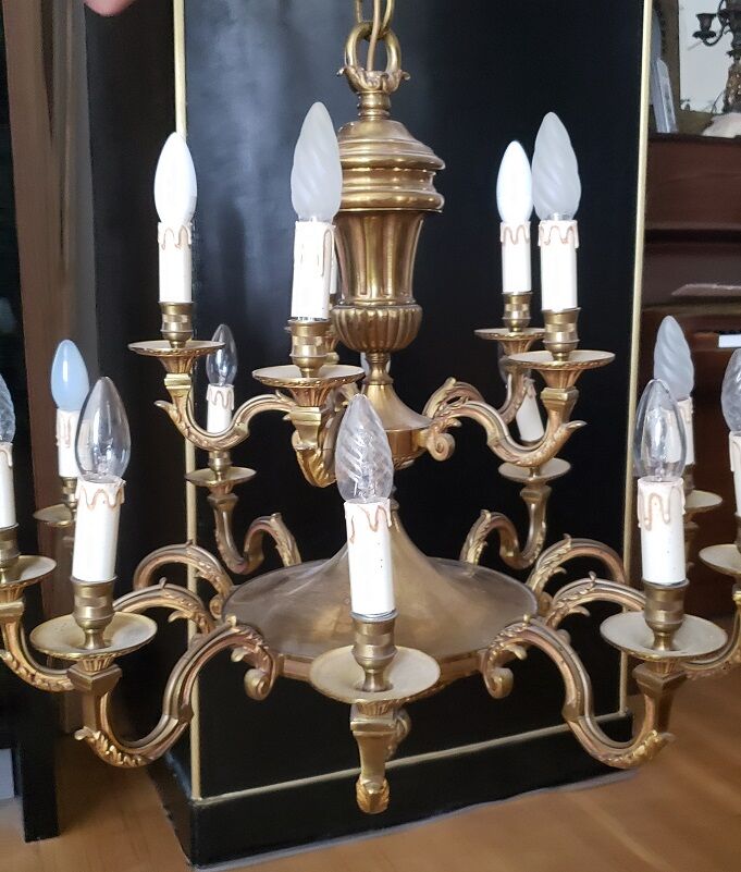 Monumental bronze chandelier