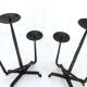 Pair of brutalist wrought iron candlesticks, France, three lights, signed