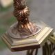 Vintage bedside lamp in gold metal – sculpted base and blue shade