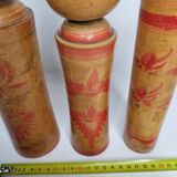 Set of three Kokeshi family dolls, vintage, 32 cm