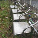 4 seventies welded tubular steel armchairs