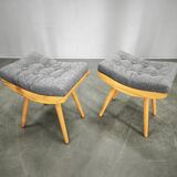 Pair of 1960s Maple Mid Century Stools, Czechoslovakia