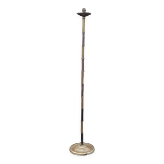 1950s floor lamp in double golden and bronze patina brass