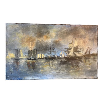 Painting, painting, marine, sailboats