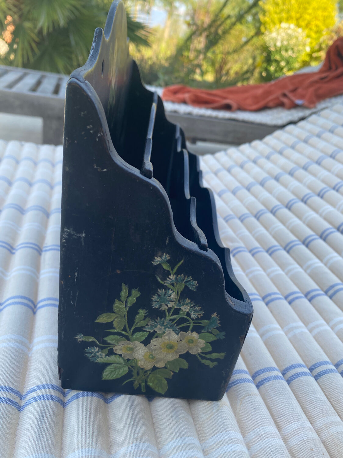 Napoleon III mail rack in blackened wood